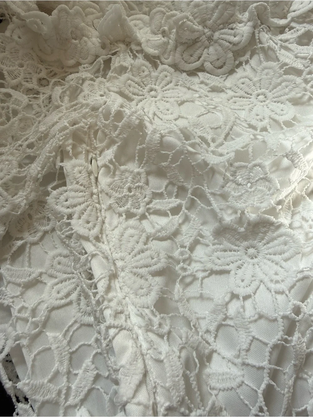 Auxo Collection White Lace Off Shoulder Dress Bell Sleeve Mini S - Picture 9 of 13